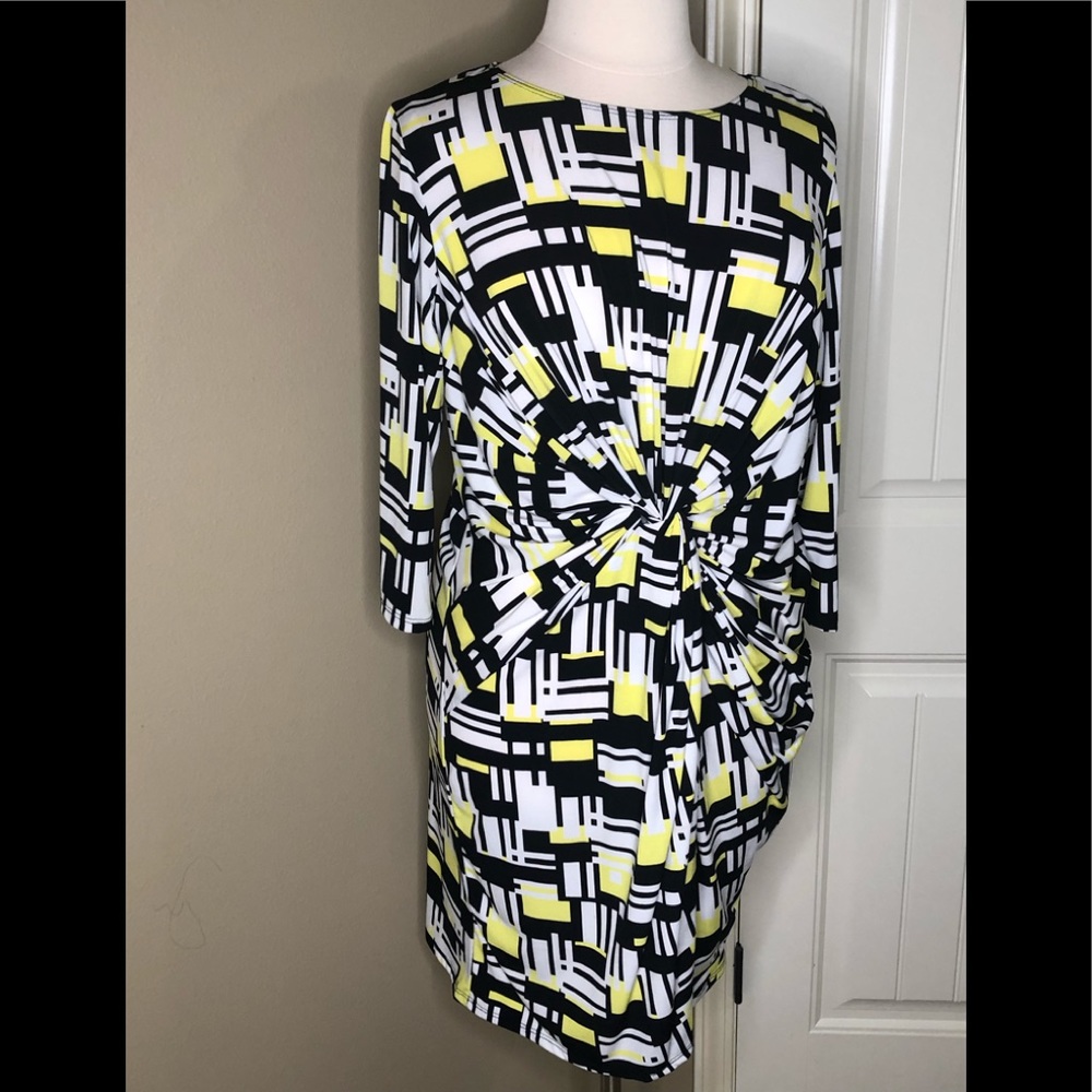 Plus Size Black Yellow White Dress